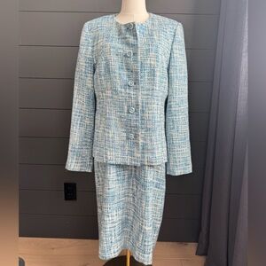 Pendleton Blue Vintage Tweed Button Front Blazer and Dress Suit Career